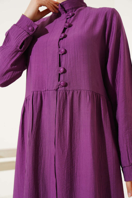 Abito lungo due pezzi con bottoni a metà viola