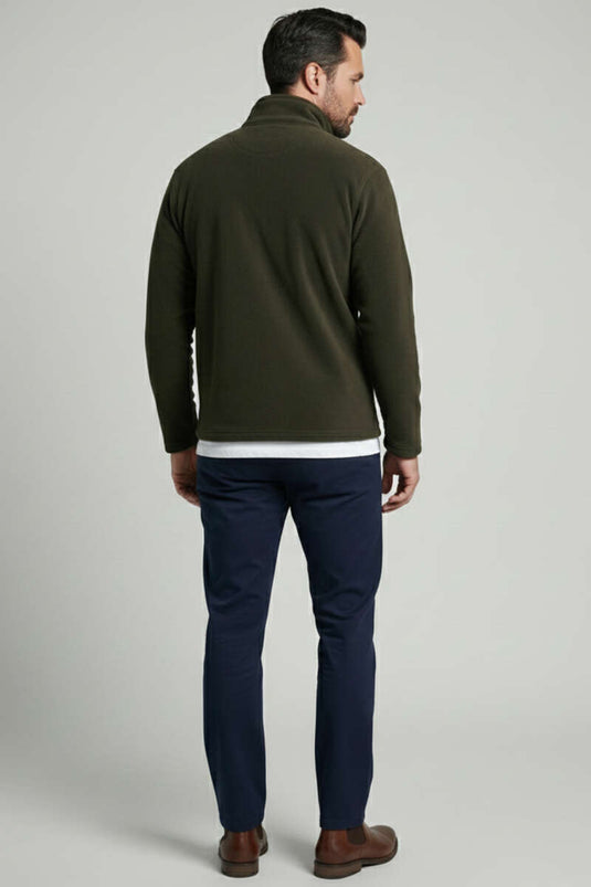 Half-Zip Fleece Men's Sweatshirt Khaki