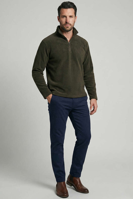 Half-Zip Fleece Men's Sweatshirt Khaki