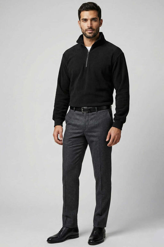 Half-Zip Fleece Men's Sweatshirt Black