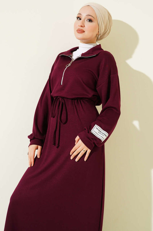 Robe Loisha ornée d'un demi-zip, bordeaux