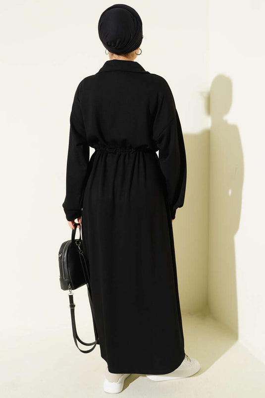 Robe Loisha ornée d'un demi-zip, noire