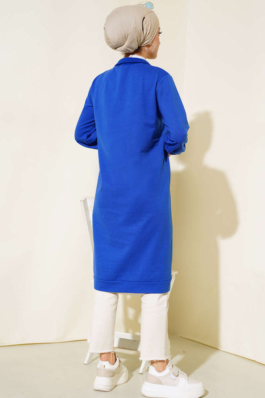 Einfache lange Tunika mit Sakkos mit halbem Reißverschluss