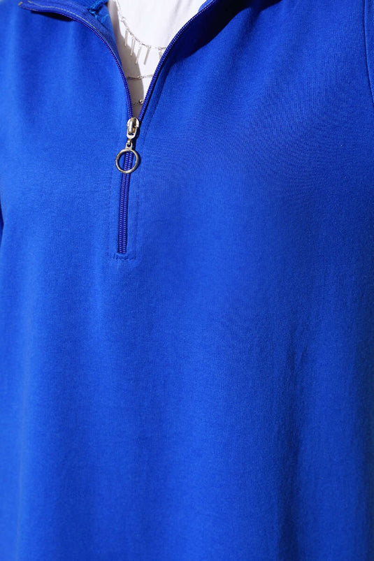 Einfache lange Tunika mit Sakkos mit halbem Reißverschluss