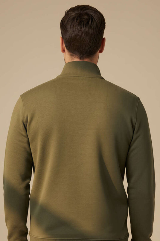 Sweat-shirt à demi-zip pour homme, kaki