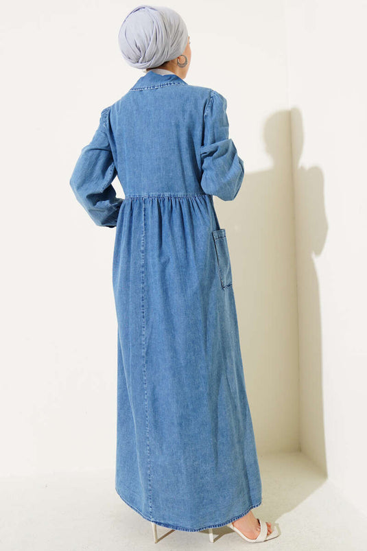 Rock mit halbem Reißverschluss und Tasche, Jeanskleid, Denim