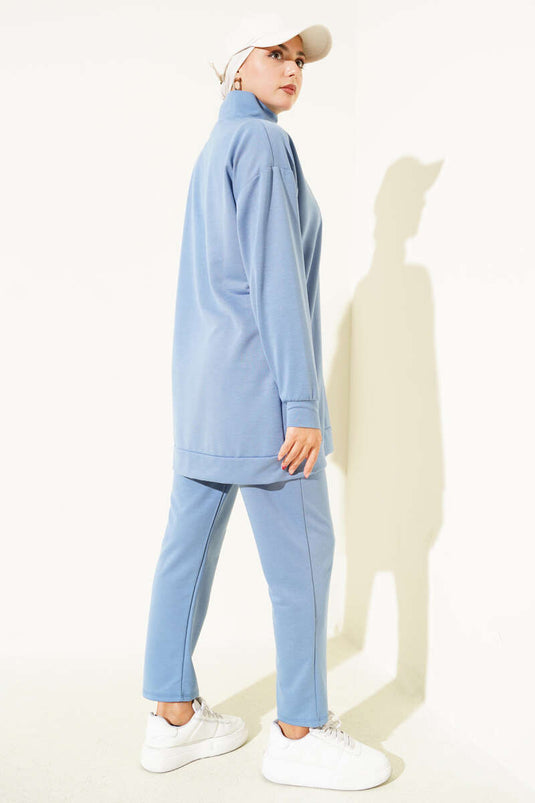 Half-Zip Two-Drawstring Two-Piece Set Indigo