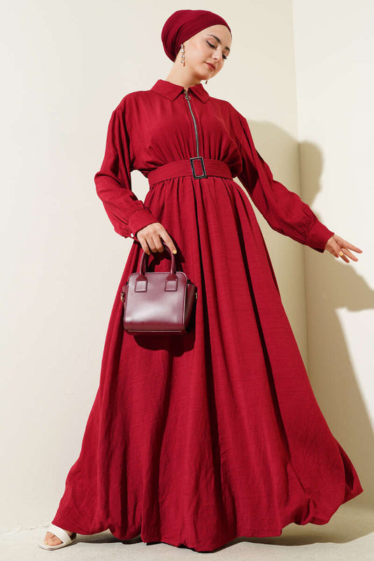 Abito Mevlana con mezza cerniera, rosso bordeaux