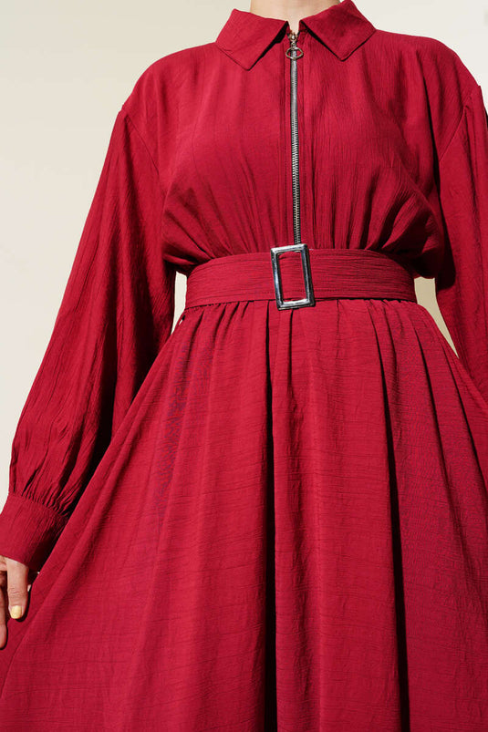 Abito Mevlana con mezza cerniera, rosso bordeaux