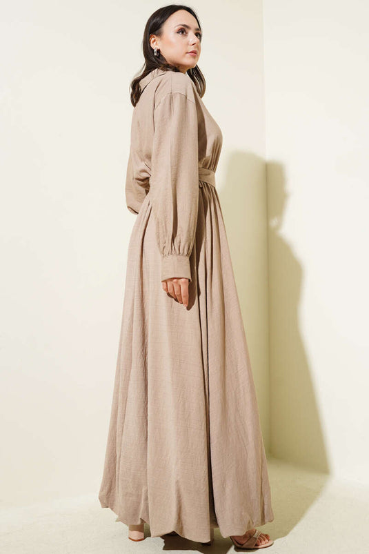 Mevlana-Kleid mit halbem Reißverschluss, Nerz