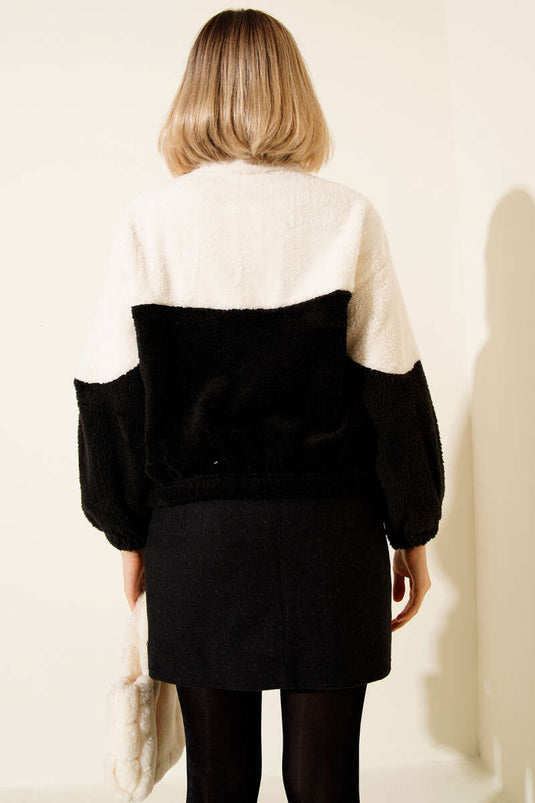 سترة صوفية سوداء بنصف سحاب