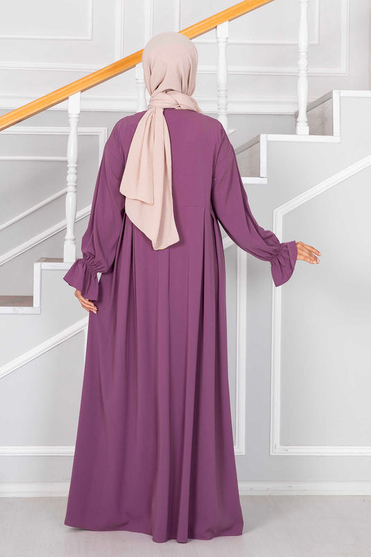 Half-Zip Hijab Dress, Plum
