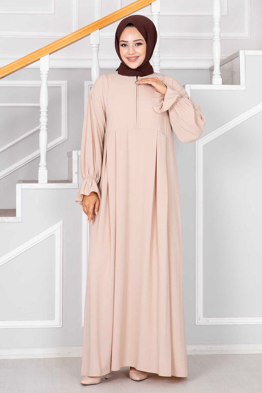 Robe Hijab à Demi-Zip Pierre