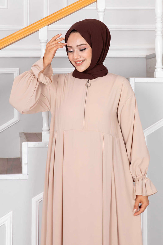 Robe Hijab à Demi-Zip Pierre