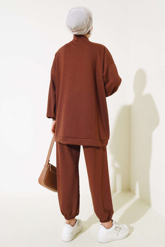 Loyşa Half-Zip Two-Piece Set Coffee