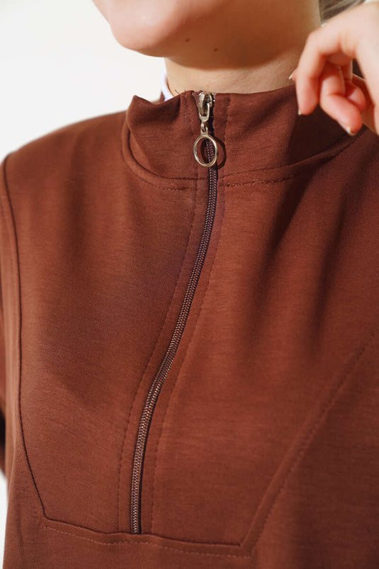 Loyşa Half-Zip Two-Piece Set Coffee