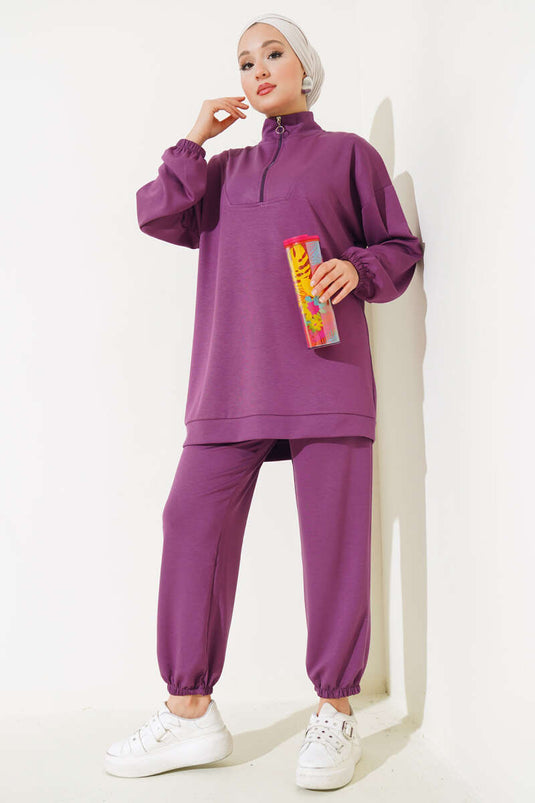 Loysha Half-Zip Two-Piece Set Magenta