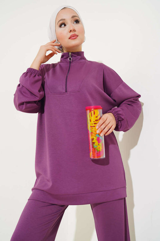 Loysha Half-Zip Two-Piece Set Magenta