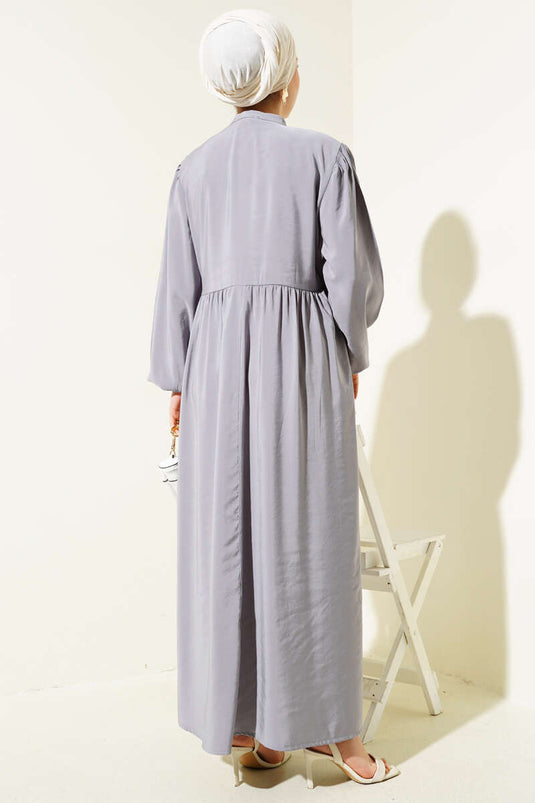 Robe en Tencel à lacets demi-corde grise