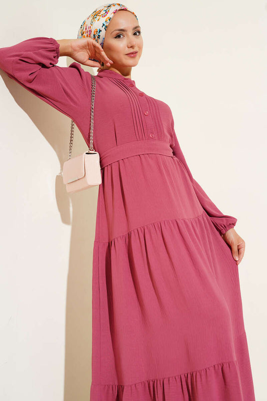 فستان نصف مطوي بأزرار - داستي روز