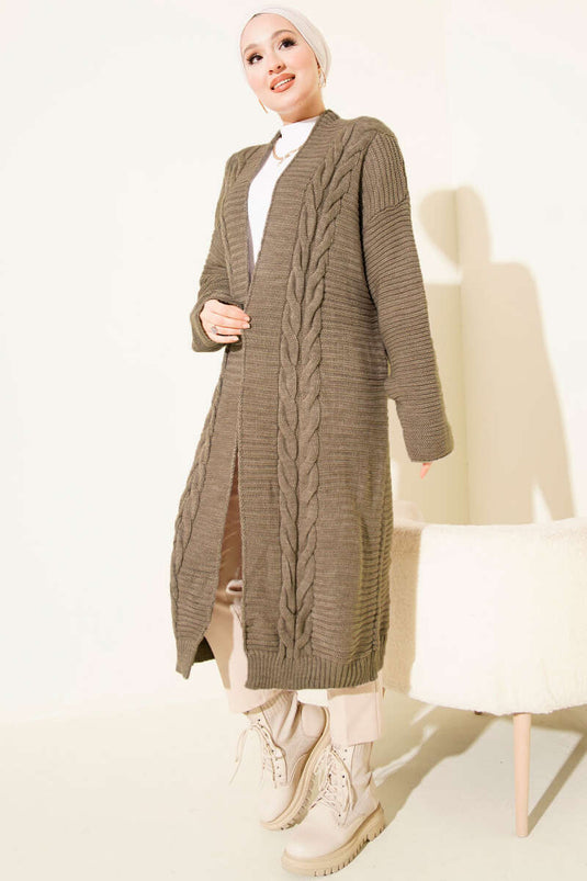 Gilet En Maille Embossé À Rayures Horizontales Bronze
