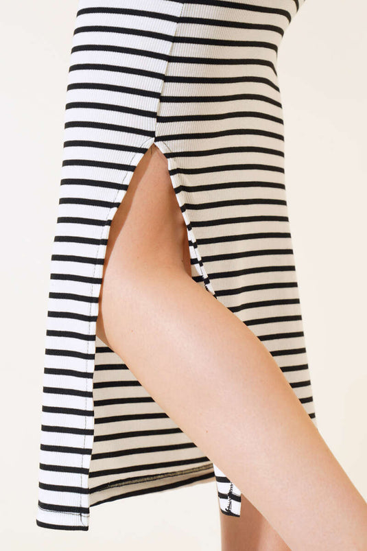 Costume Double Jupe à Rayures Horizontales Ecru