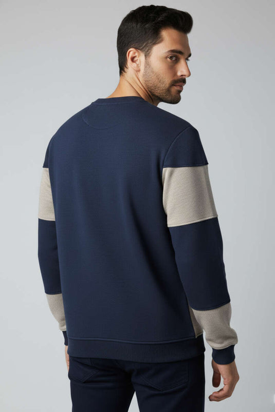 Horizontal Striped Thessaloniki Men's Sweatshirt Navy Blue