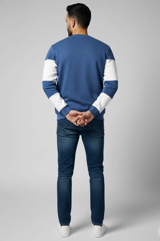 Sweat-shirt Thessaloniki pour homme, rayé horizontalement, bleu