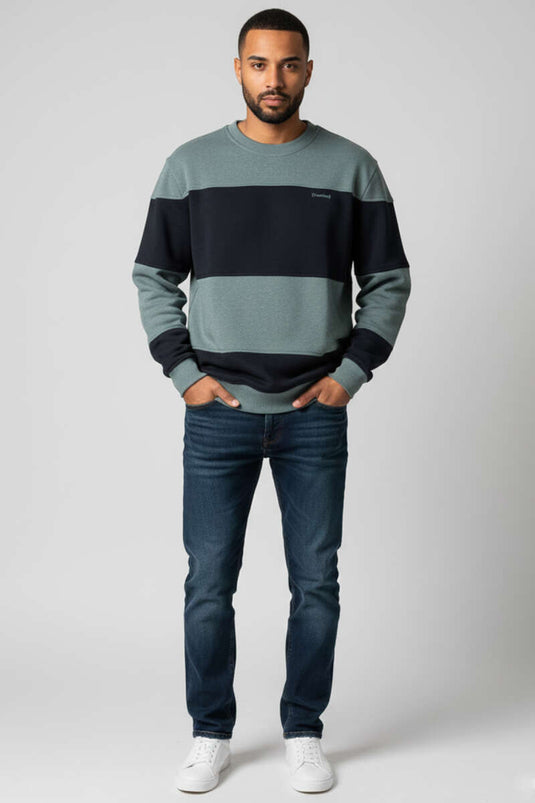 Sweat-shirt homme à rayures horizontales Thessaloniki, couleur pétrole