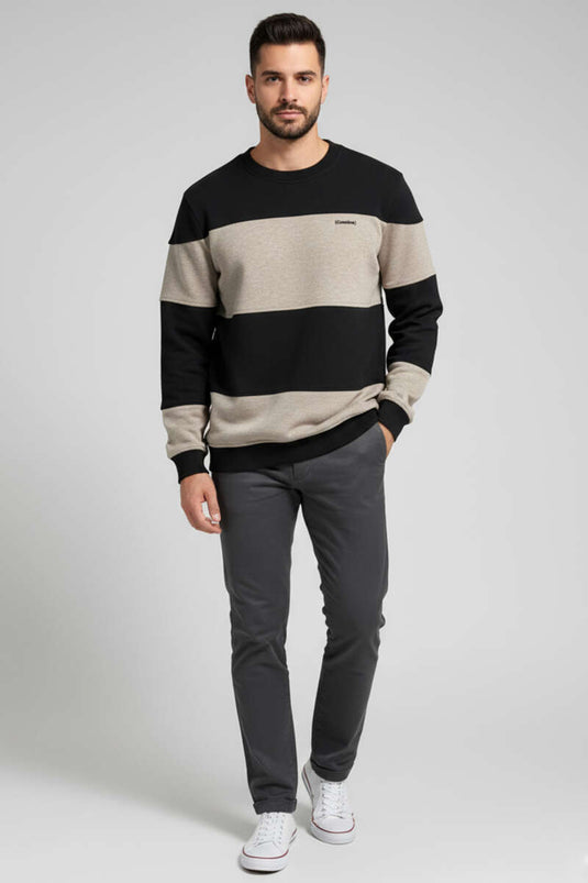 Horizontal Striped Thessaloniki Men's Sweatshirt Black