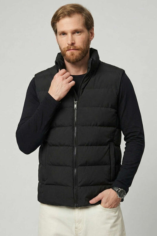 Gilet matelassé pour homme à couture horizontale noir