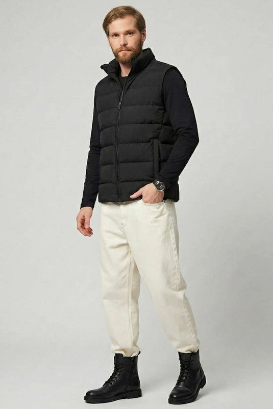 Gilet matelassé pour homme à couture horizontale noir