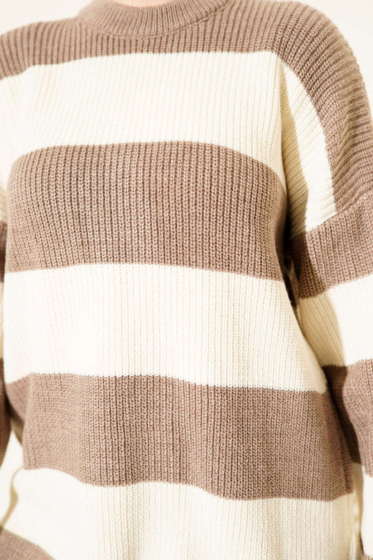 تونيك تريكو مخطط عريض ياتاي بلون فيزون