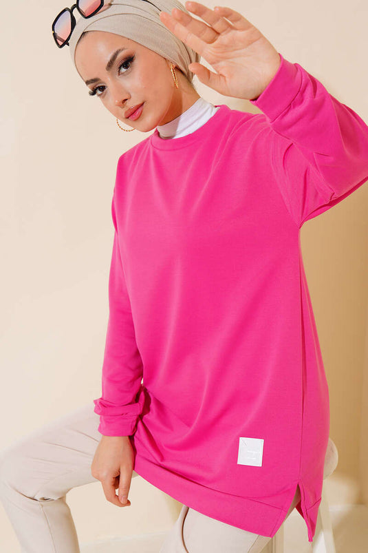 Tunique à blason imprimé texte Fuchsia