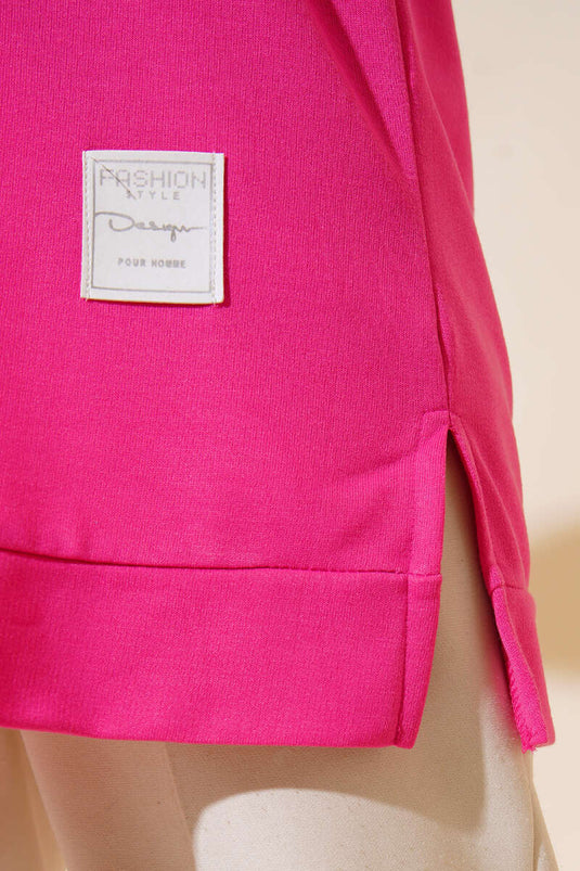 Tunique à blason imprimé texte Fuchsia