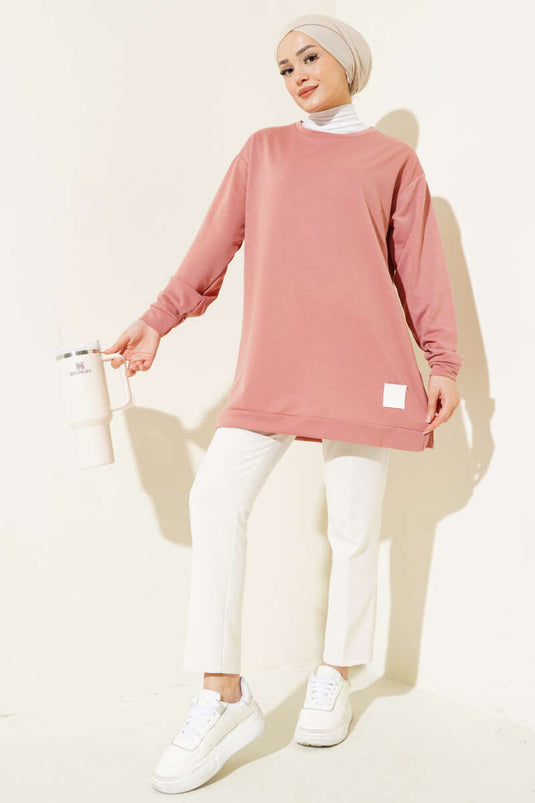 Text Printed Emblem Tunic Powder