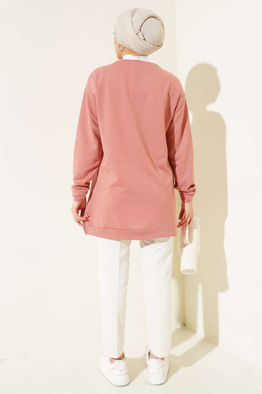 Text Printed Emblem Tunic Powder