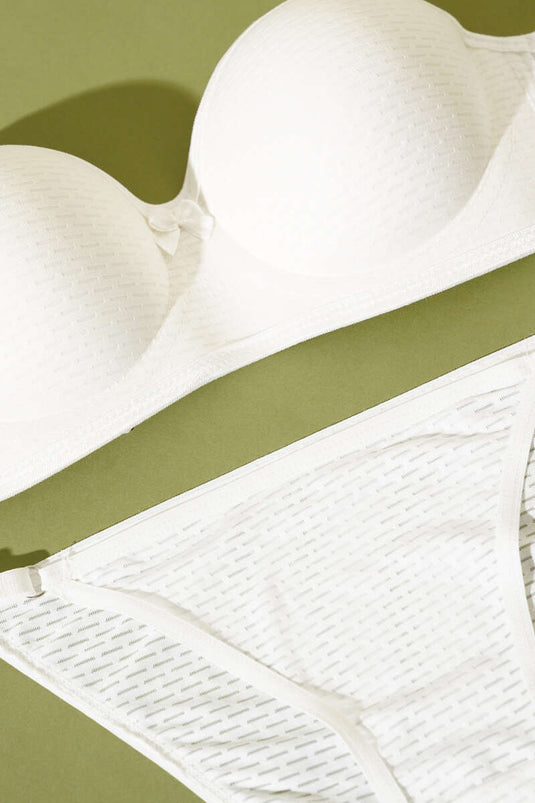 طقم حمالة صدر غير مبطنة من قطعة واحدة - بيج فاتح