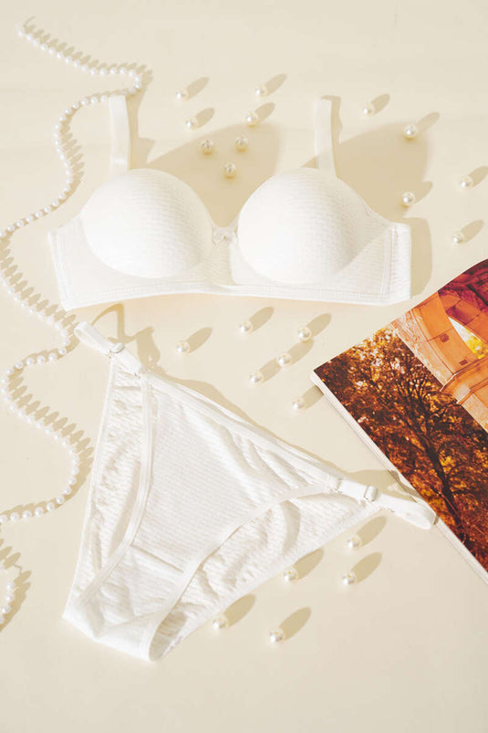 طقم حمالة صدر غير مبطنة من قطعة واحدة - بيج فاتح