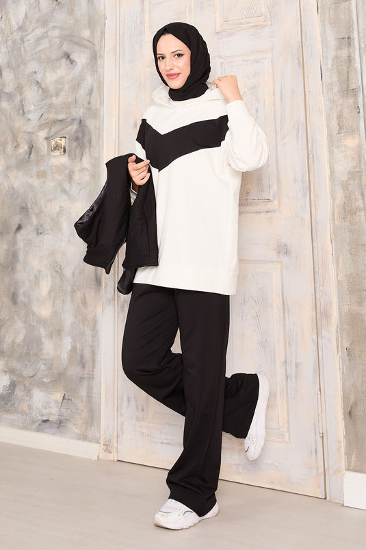 Vest Sweat Pants Three Piece Suit Black