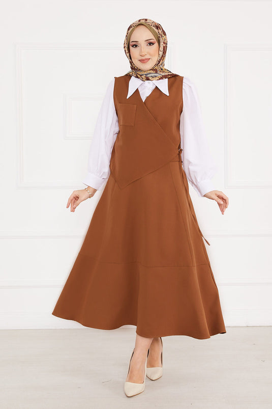 Vest and Skirt Hijab Set in Coffee