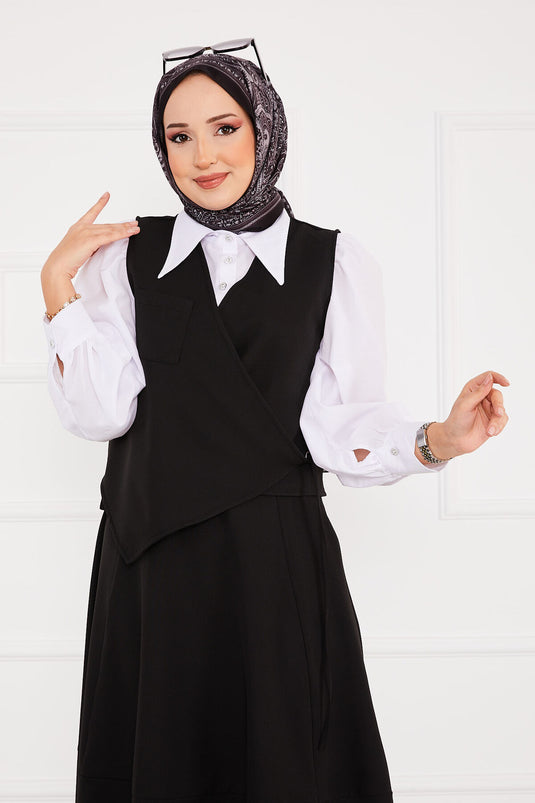 Vest Skirt Hijab Suit Black