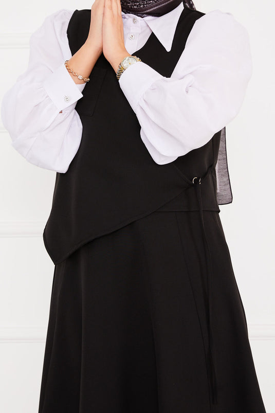 Ensemble gilet et jupe hijab noir