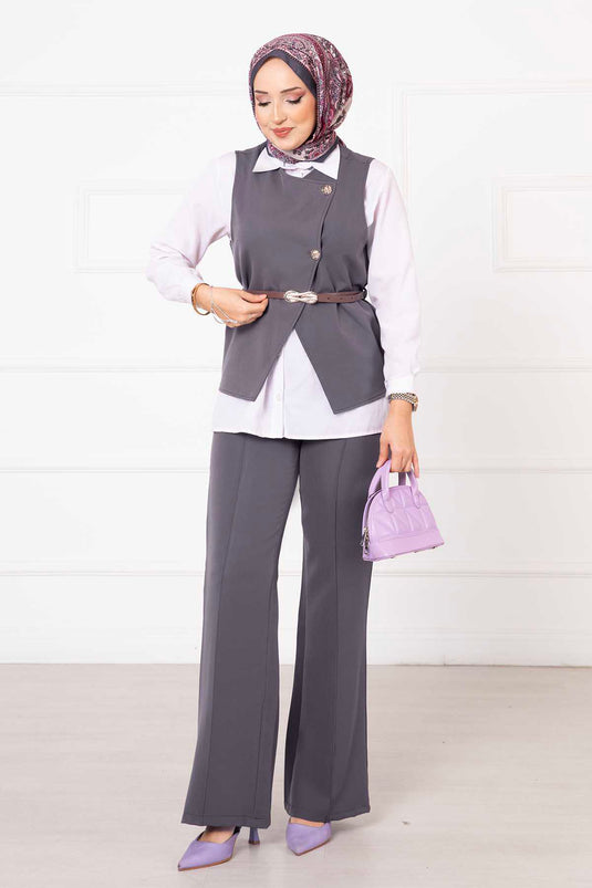 Yelekli İkili Takım Gri