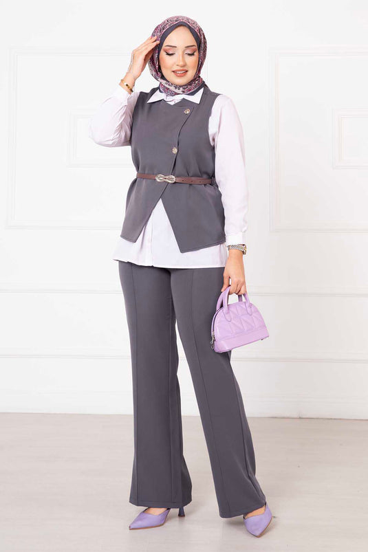 Yelekli İkili Takım Gri