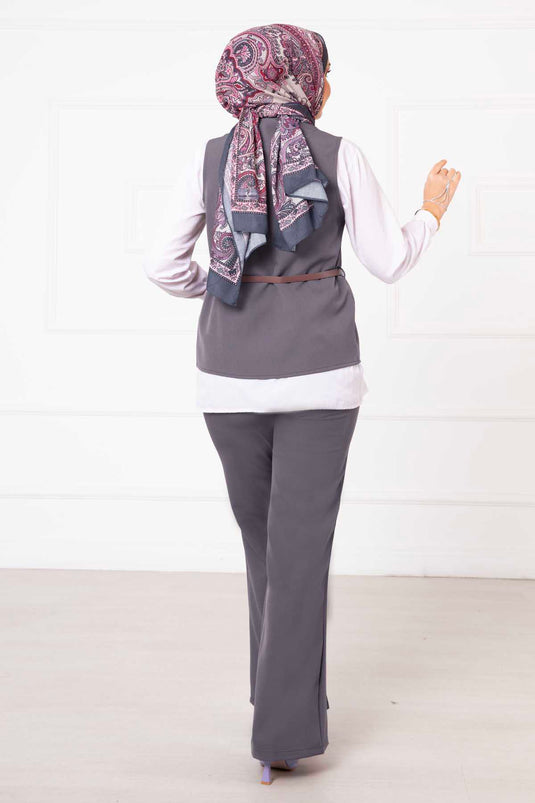 Yelekli İkili Takım Gri