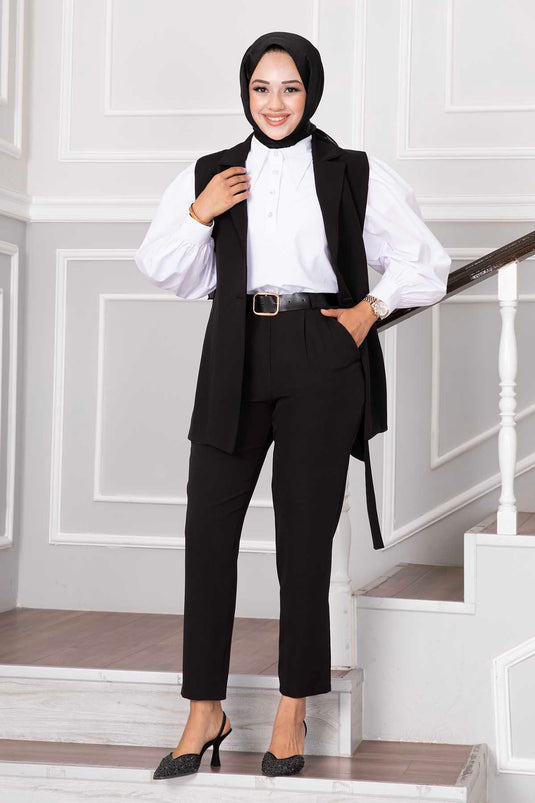 Ensemble hijab deux pièces noir avec veste