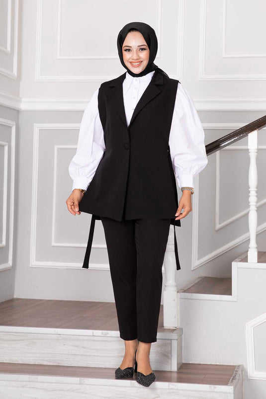 Ensemble hijab deux pièces noir avec veste