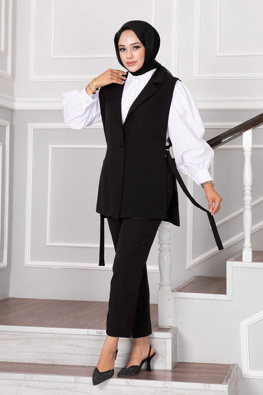 Ensemble hijab deux pièces noir avec veste