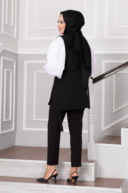 Ensemble hijab deux pièces noir avec veste